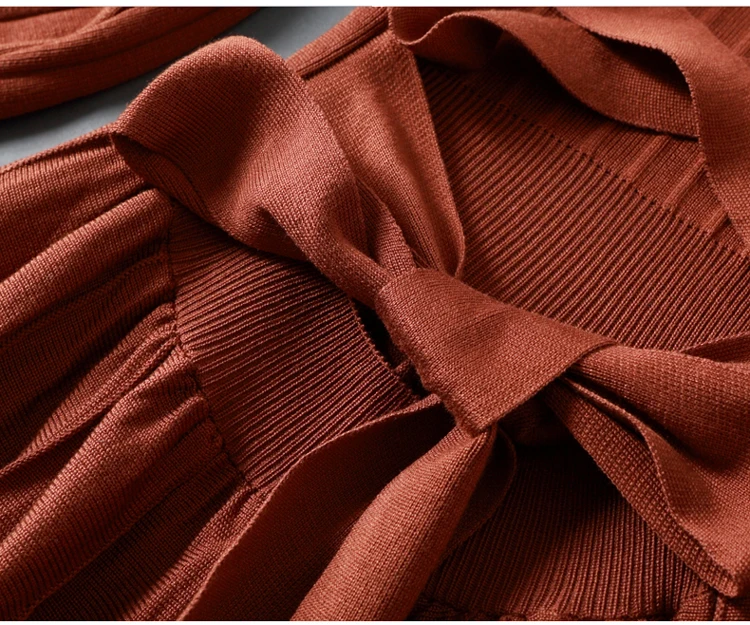 Женское трикотажное платье свитер с длинным рукавом и открытой спиной|dress robe|robe