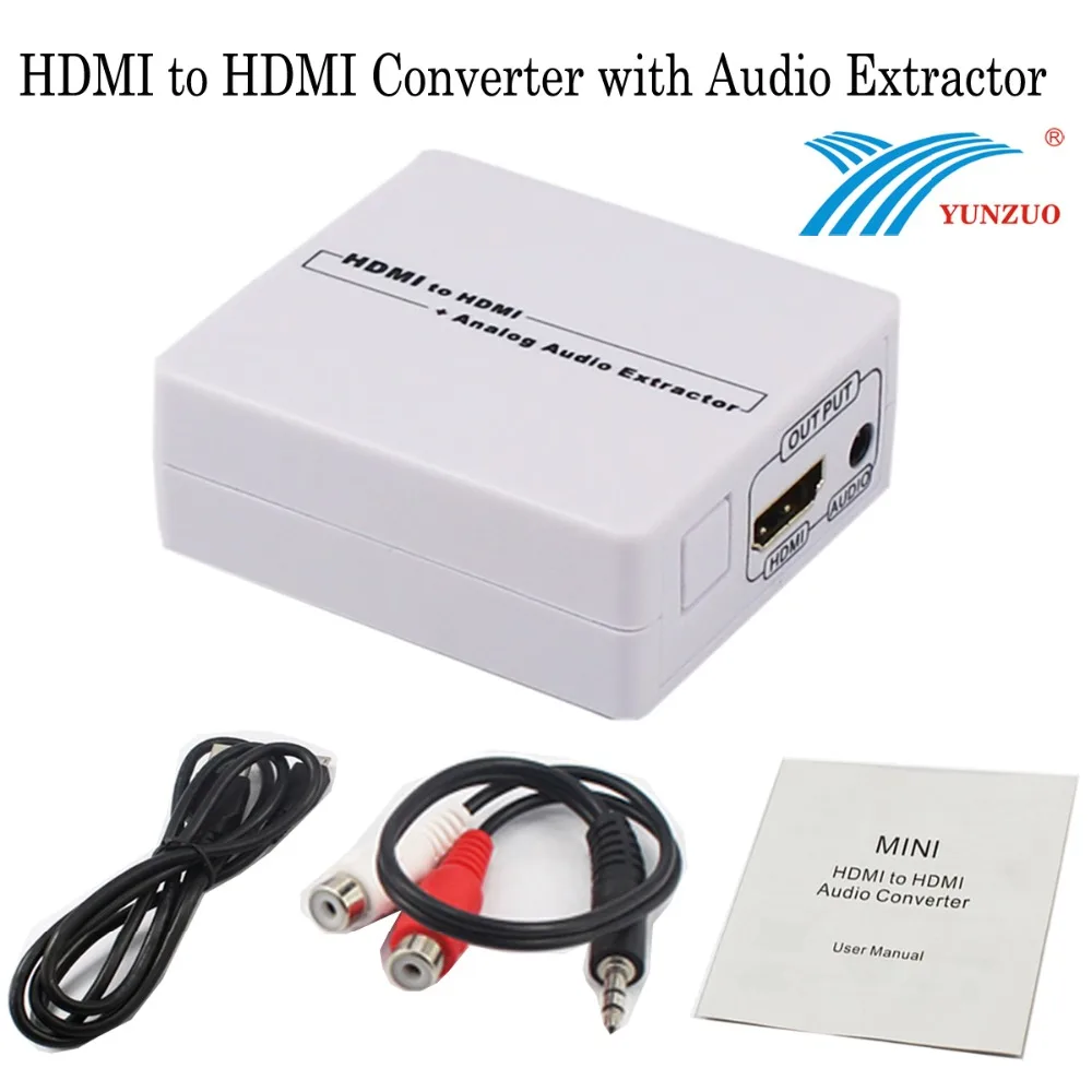 High Quality MINI HDMI to Converter+Analog Audio Extractor Digital Stereo And Optical Out For 2.1 Channel Speakers Adapter |