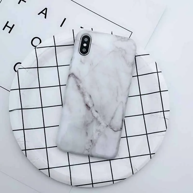 JIBAN Fashion simple Marble texture Phone Case for Apple iPhone 5 5s X 7 7plus 8 8plus 6 6s 6plus Back Cover soft TPU shell |