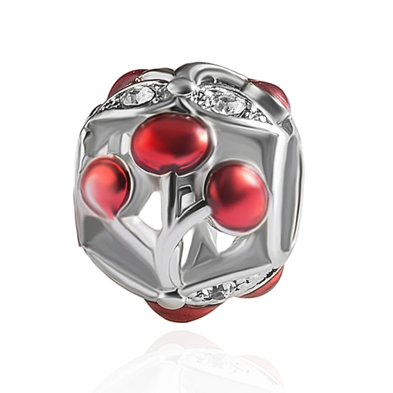 

HPXmas Wholesale 5pcs/lot Red Plant Original Beads Fit Bracelet Brass Micro Pave Accessories For Making Diy Jewelry Beads H30