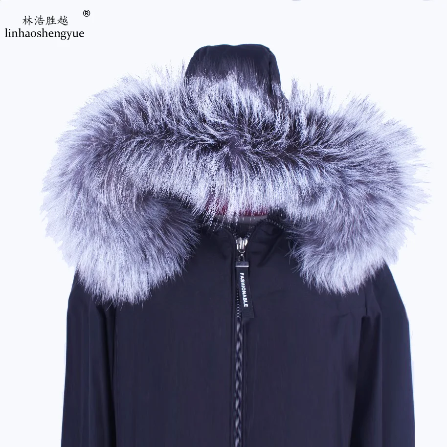 Linhaoshengyue 70 длинный прямой воротник из серебристого лисьего меха|fox lamp|fur fox coatfur trim