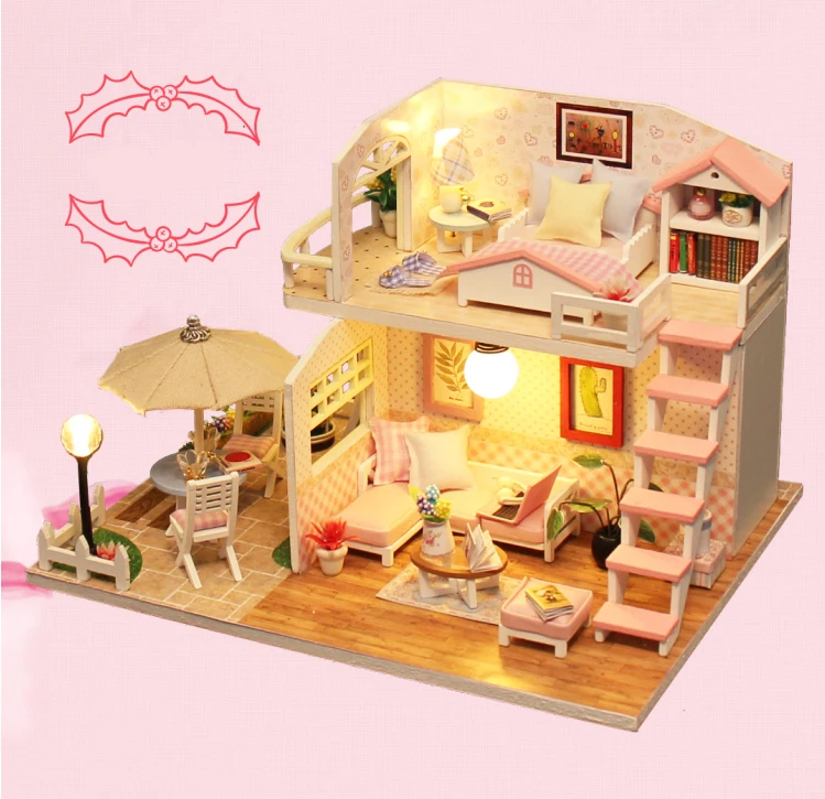 DIY Кукольный дом миниатюрный деревянный кукольный домик Miniaturas мебель игрушечный дом кукольные игрушки для подарка на день рождения Домашний Декор Ремесло Casa M33