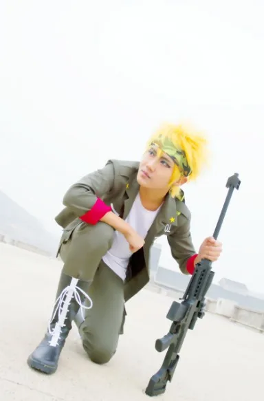 Katekyo Hitman Reborn Косплей Костюм Colonnello с аксессуаром для волос 11