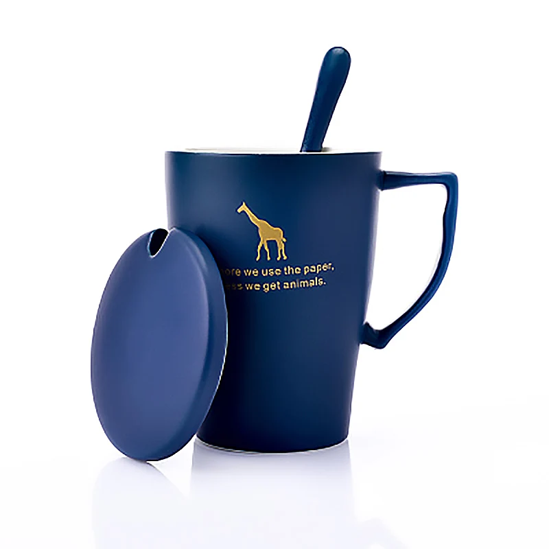 Керамические кружки с логотипом животных крышкой и ложкой необычная кружка