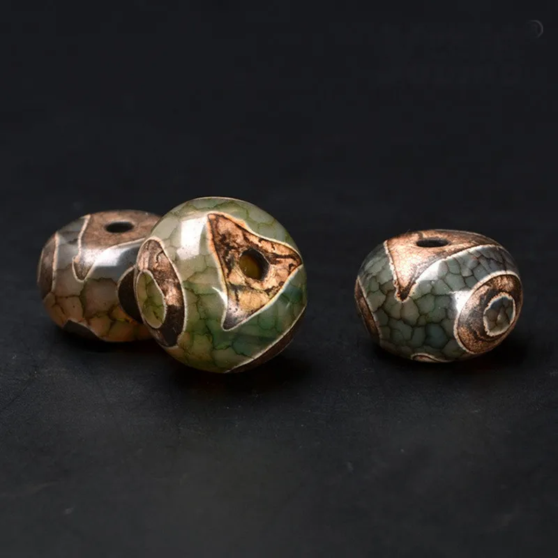 

Vintage Tibetan Eyes Dzi Bead, Natural Antiqued Stone Flat Bead Spacer Bead Hole Bead Loose Bead For Jewelry Making 197bz