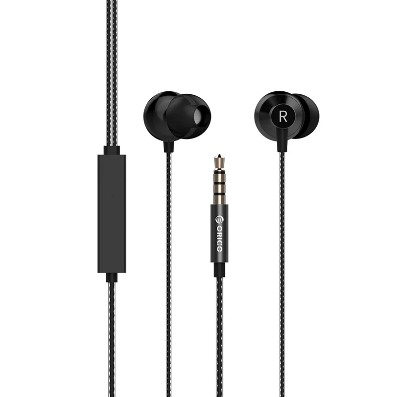 Черный ORICO оригинальные музыкальные наушники-вкладыши стерео бас Hifi наушники проводные наушники для samsung huawei Xiaomi Мобильный телефон ПК - Цвет: Черный