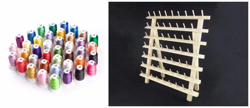 Нить из полиэстера Simthread 40 цветов 550 ярдов с деревянной стойкой стойка для