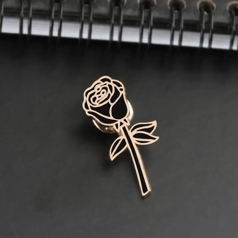 Black Rose Новая Элегантная черная Роза металлическая эмалированная брошь-кнопка женские вечерние праздничные платья воротник куртки значок ювелирные изделия Подарочные Броши - Окраска металла: Black Rose