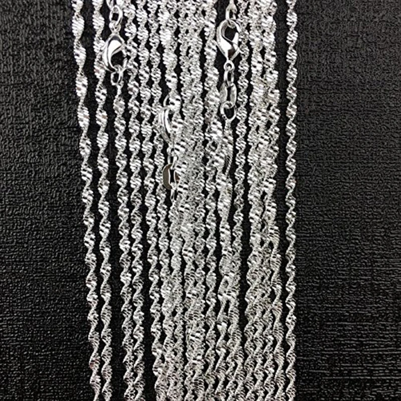 

Hot Genuine 925 Sterling Silver Fashion Chain Necklace Jewelry Accessory 16/18inch Women Chokers Necklaces for Wedding