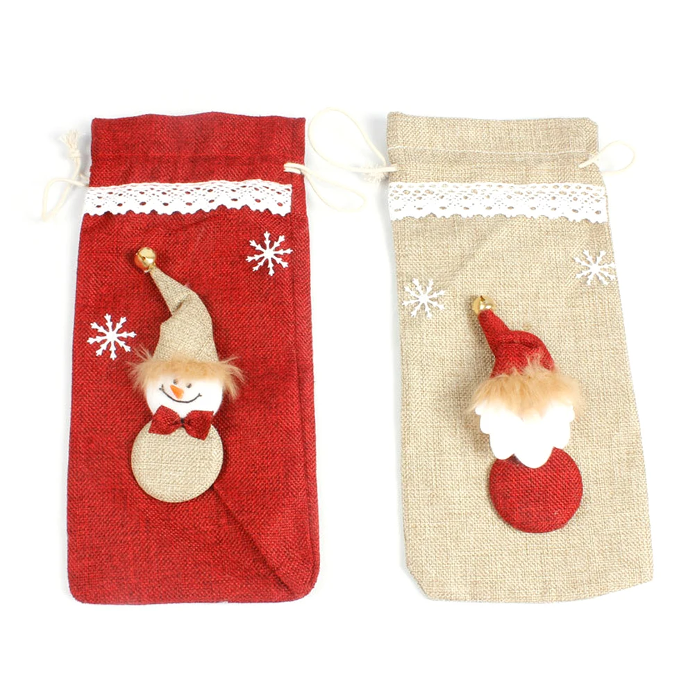 Новый Рождественский Декор для винной бутылки чехол с Санта Клаусом снеговиком