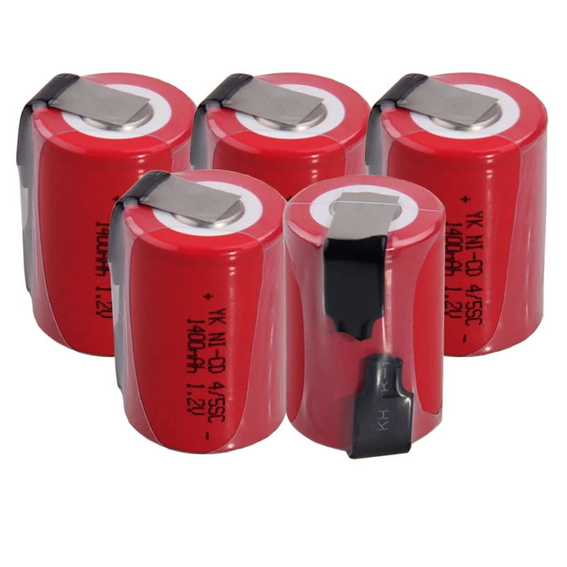 Реальная емкость 5 шт 4/5SC батареи 1 2 v перезаряжаемые 1400 mAh nicd akkumulator для