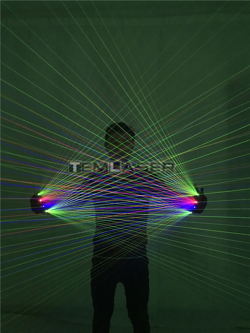 2 в 1 многоканальный RGB лазерные перчатки With2 зеленый 1 красный 1 синий светодиодный световой костюмы для шоу