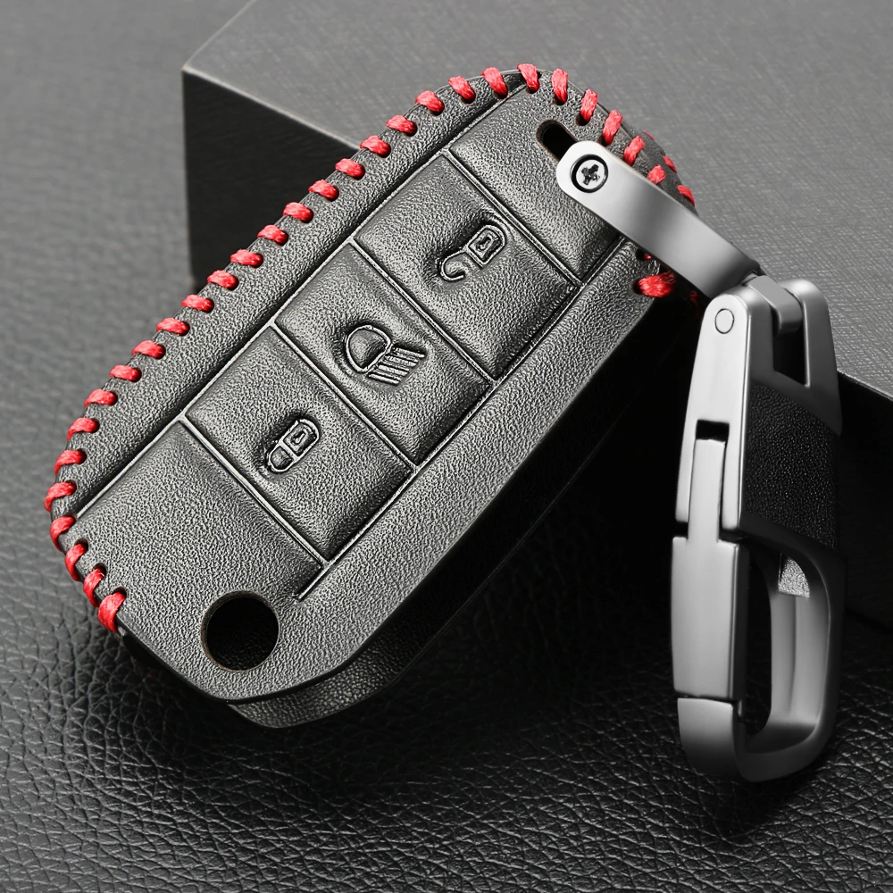 Новый дизайн 3 кнопки Кожаный Автомобильный Брелок дистанционного управления с