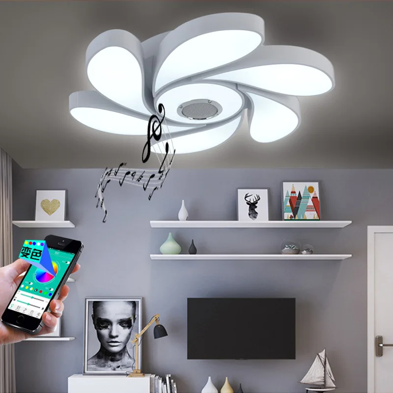 RGB, светодиодный, с затемнением потолочный светильник с Bluetooth спикер телефон приложение управления 110 В 220 В 72 Вт 108 ВТ современная музыка потолочный светильник Taklampa