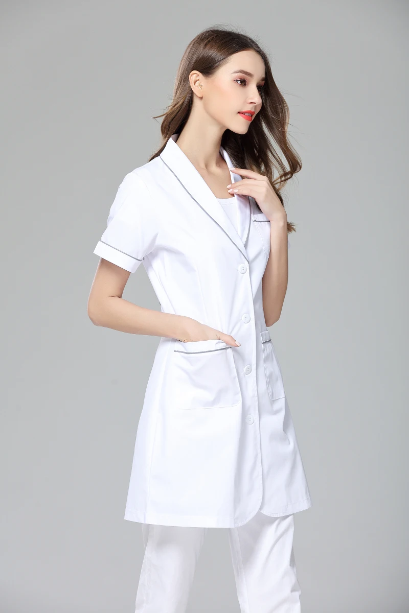 Женская летняя форма медсестры с коротким рукавом против морщин белая
