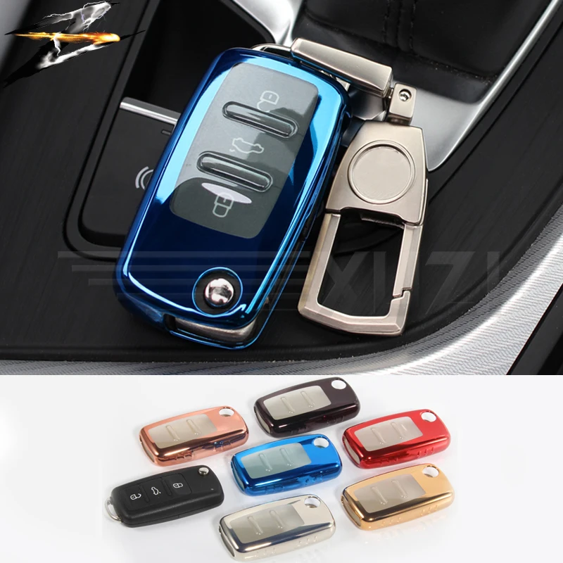 ТПУ чехол для ключей для Volkswagen VW Passat Gold Jetta Polo Bora Sagittarius Tiguan для Skoda Key Cover протектор брелок со стразами