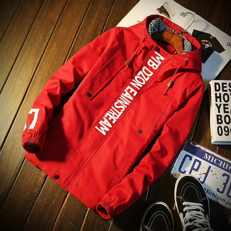 Зимняя Красная куртка бомбер мужская Тонкая зимняя Мужская водонепроницаемая
