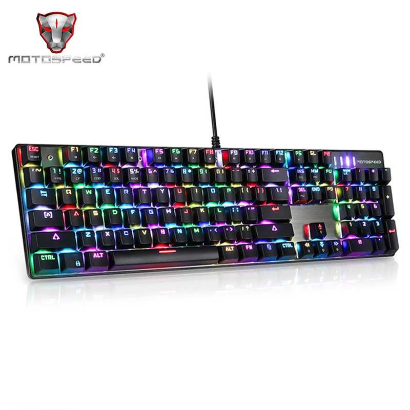 Механическая игровая клавиатура MOTOSPEED CK104 с металлическими 104 клавишами синие
