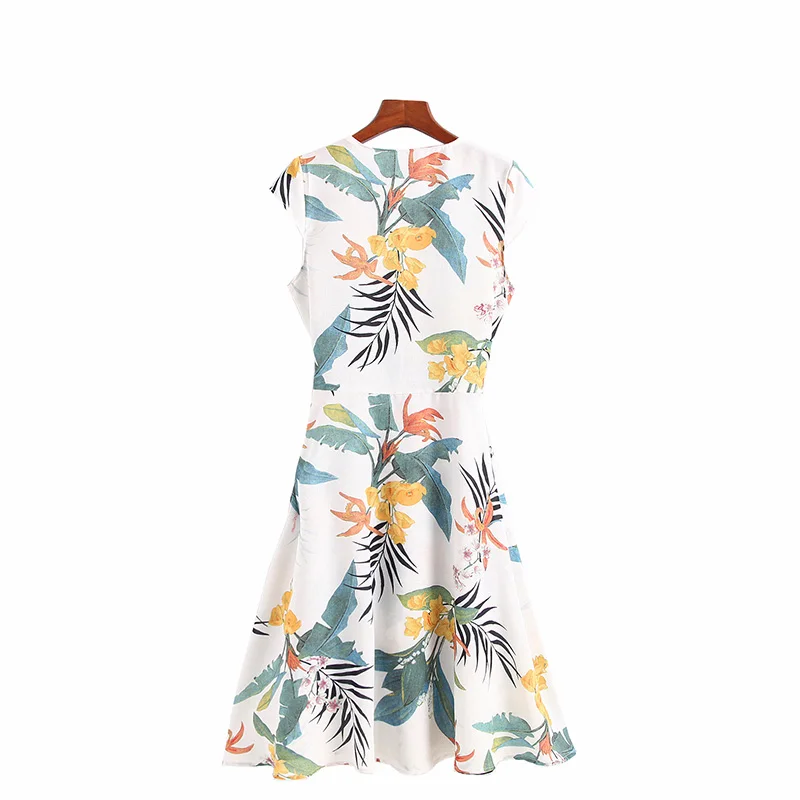 OMONSIM women vintage v-neck short-sleeved ruffled print dress casual retro female dresses vestidos mujer 0335 | Женская одежда