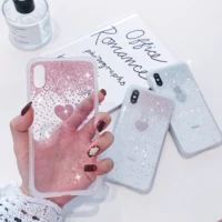 cute glitter bling light pink gold love heart phone cases for iphone 11 pro xs max x xr 6s 6 7 8 plus transparent cover coques