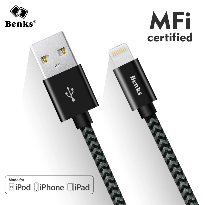 Benks MFi Сертифицированный Lightning телефон Быстрый зарядный кабель для iPhone Xs Max Xr X 8