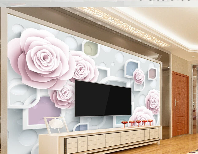 3D обои на заказ розовые розы фрески для гостиной спальни фона телевизора