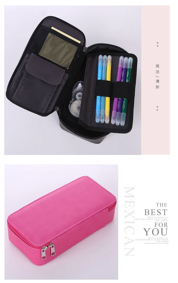 Большой пенал kalem kutusu piornik etui pennen caixa de lapis estojo kotak pensil kawaii estuche escolar Розовый Черный Дети