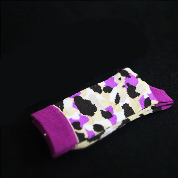 New purple PEONFLY Long Canister Men cotton Camouflage happy funny Tide Socks calcetines meias masculino 1pairs - Цвет: New purple