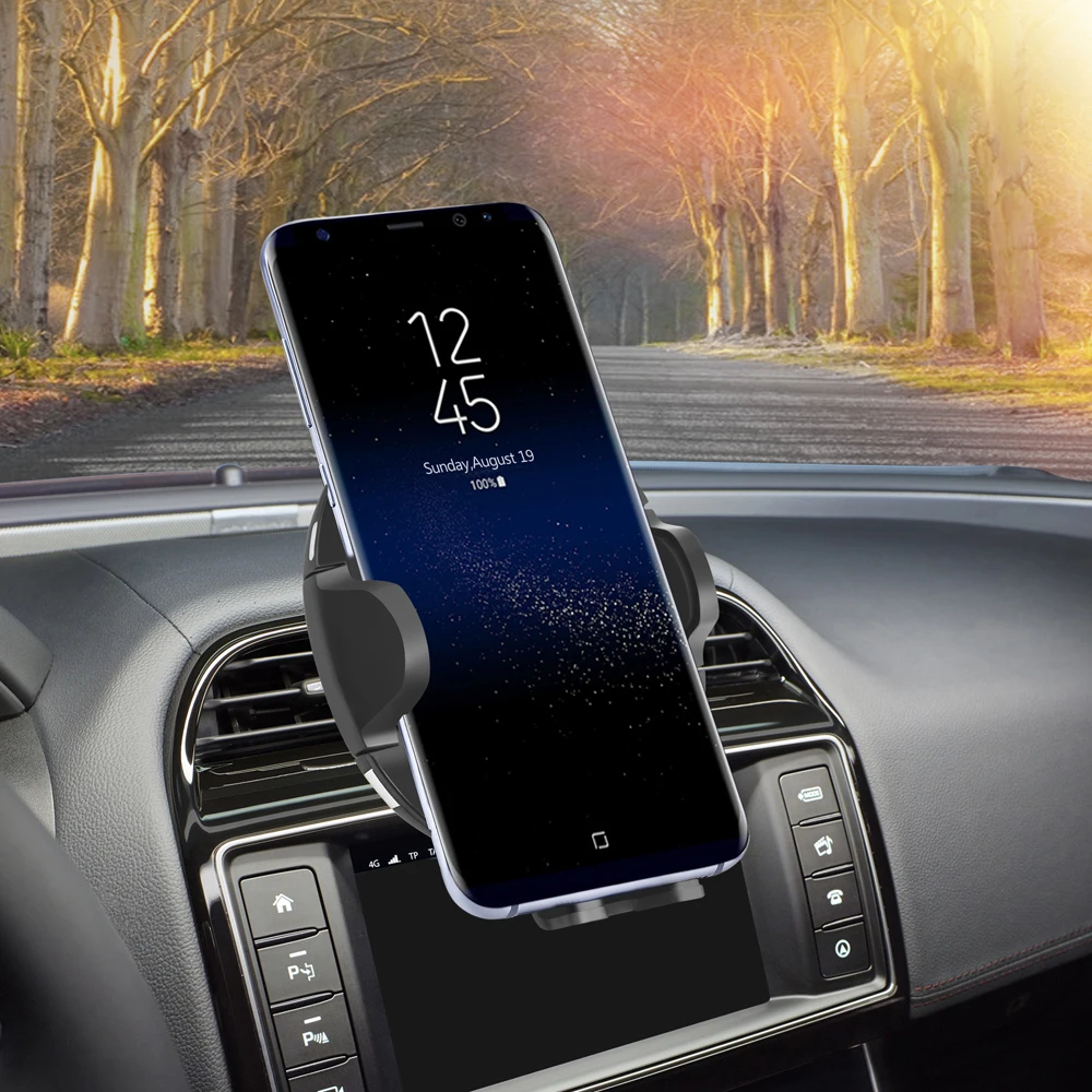 10 Вт Qi автомобильное беспроводное зарядное устройство для iPhone Xs X samsung S10 S9 Xiaomi Mi автоматическое зажимное Быстрое беспроводное зарядное устройство Автомобильный держатель для телефона