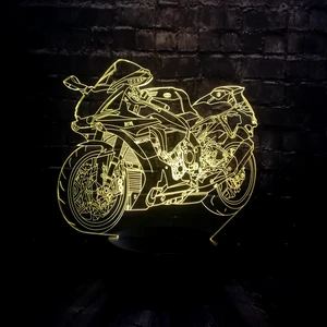 3D светодиодный ночной Светильник motocykel, светодиодный светильник в форме мотоцикла, автомобиль, 7 цветов, меняющий человека, мальчик, игрушка, спальня, декоративная мото лампа, RC игрушка