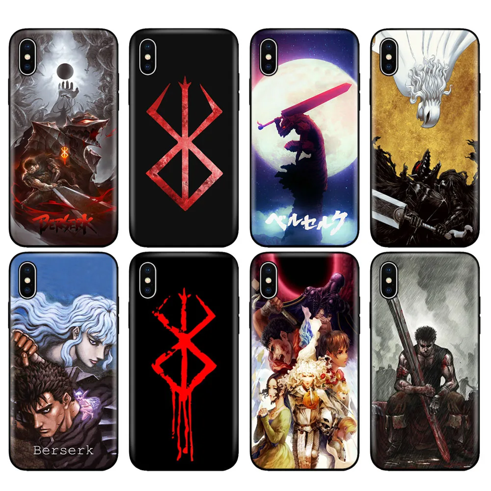 

Black tpu case for iphone 5 5s SE 2020 6 6s 7 8 plus x 10 case cover for iphone XR XS 11 pro MAX case Berserk Guts Anime Cool