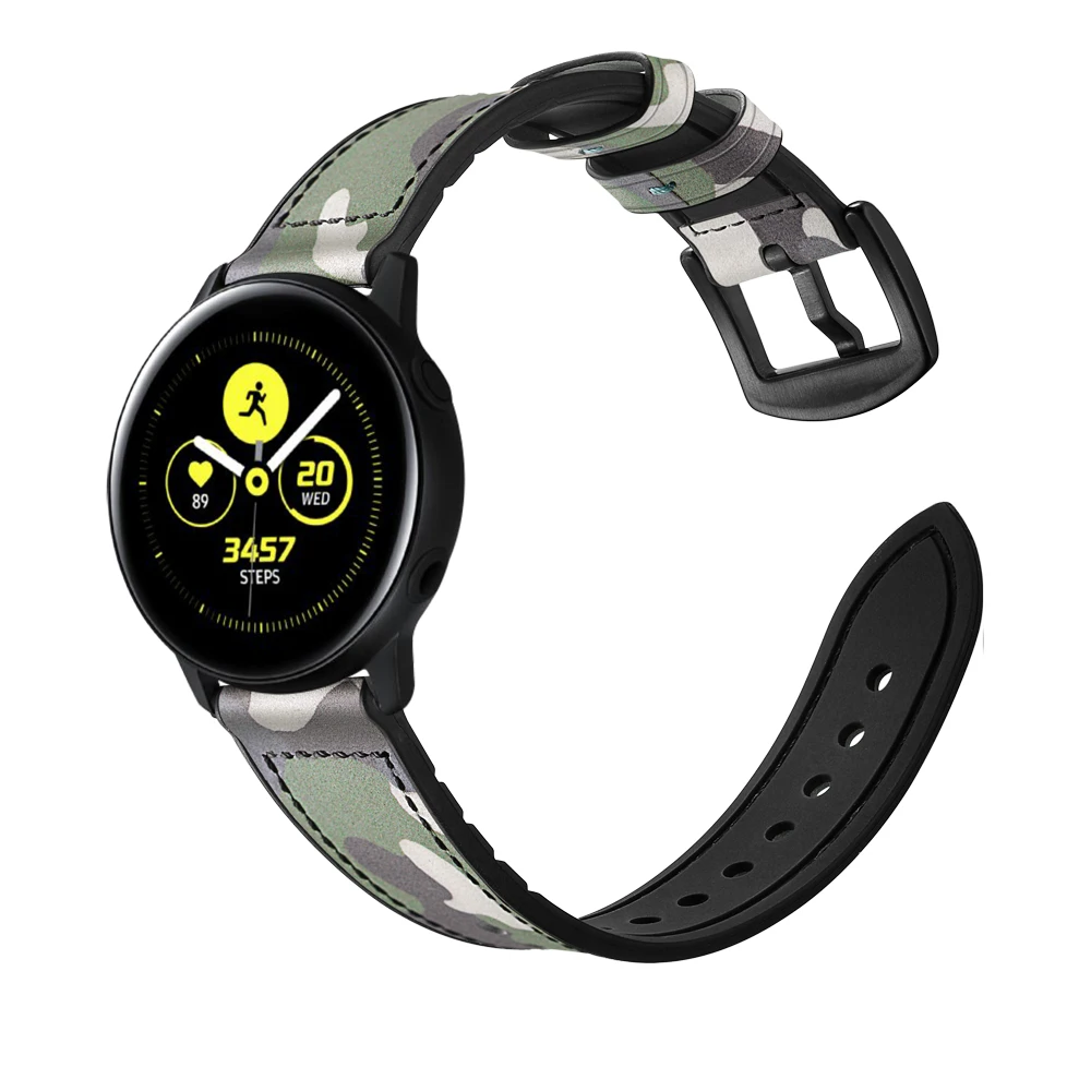 8 цветов силиконовый ремешок из натуральной кожи для samsung Galaxy Watch активный Камуфляжный узор наручный браслет ремешок для часов