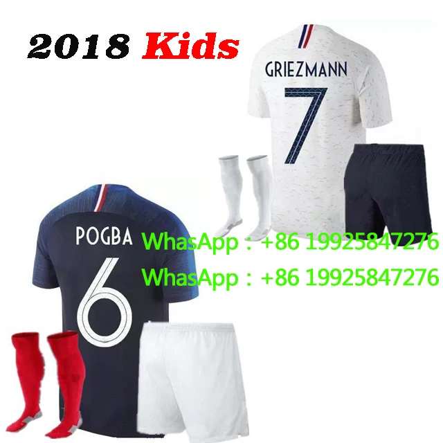 2 звезды дети 2018 Franceing World Cup футбольные майки MBAPPE GRIEZMANN POGBA 18 19 de foot Футбол Детские