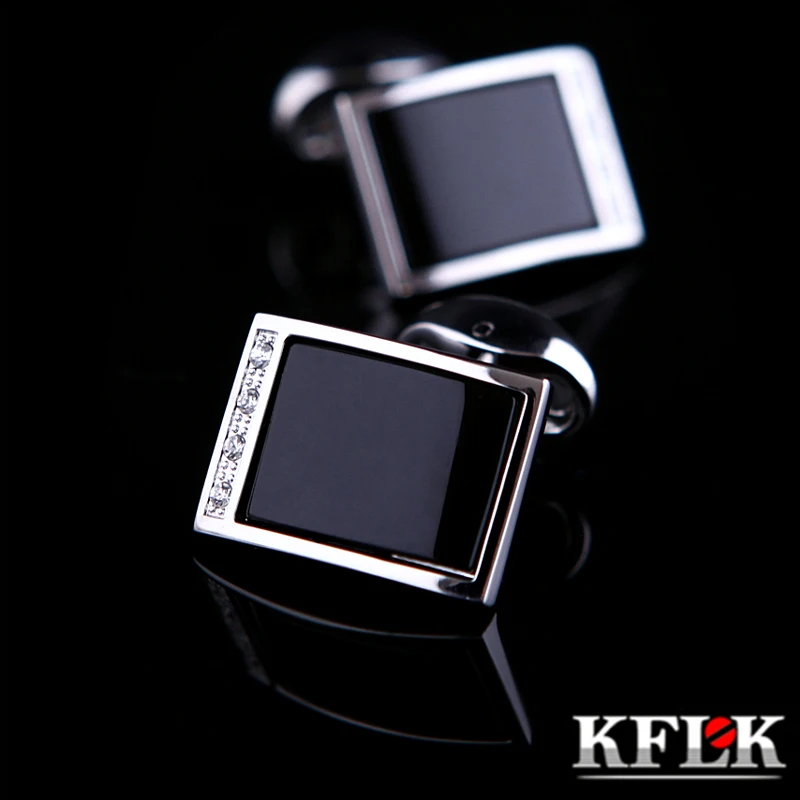 

KFLK Jewelry shirt cufflink for mens Brand Crystal Fashion Cuff link Male Luxury Wedding Button High Quality Black guests