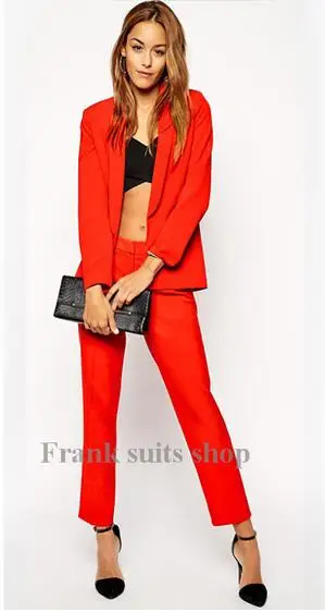 

Customize Tailored made Red 2 Piece Set Women Elegant Pants Suits Ladies Business Pant Suits Formal Office Suits
