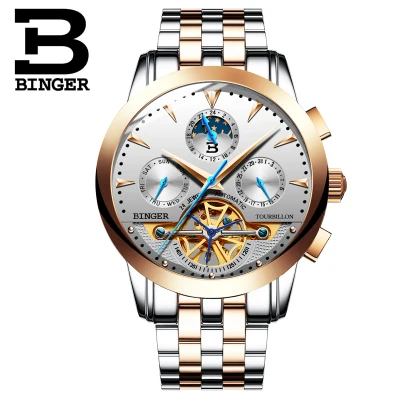 Мужские УКАЗАТЕЛЬ ФАЗ ЛУНЫ Tourbillon автоматические механические Часы Топ люксовый