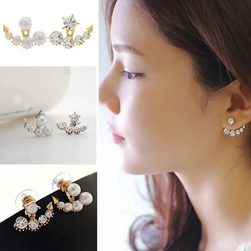 Hot Women Asymmetric Faux Pearl Rhinestone Ear Stud Earrings Party Wedding Jewelry 7GM5 BDNW | Украшения и аксессуары
