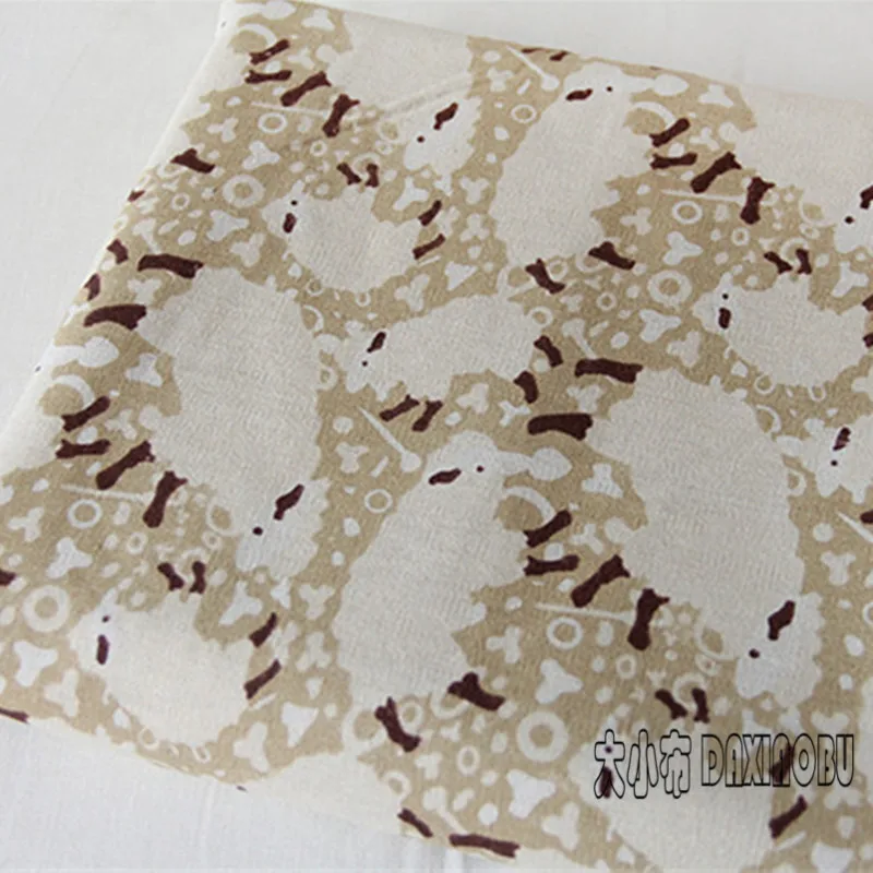 Хлопковая и льняная ткань с принтом 50x150 см большая или маленькая овца Декор для