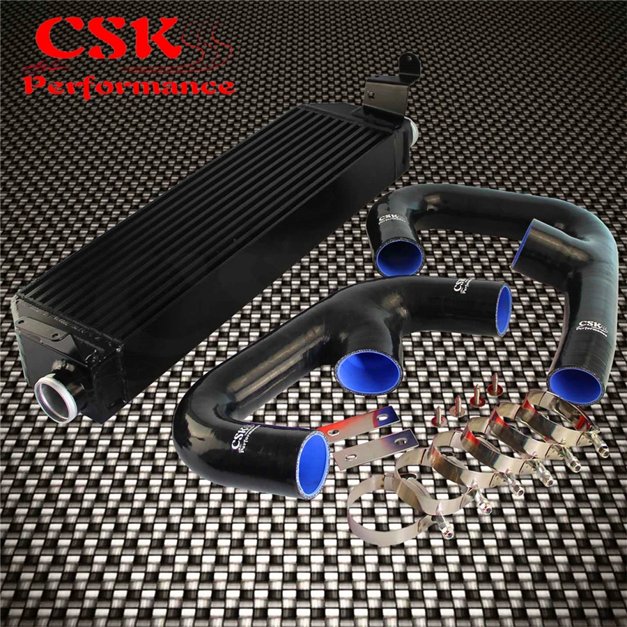 Обновленный FMIC черный алюминиевый двойной интеркулер с черным/синим/красным