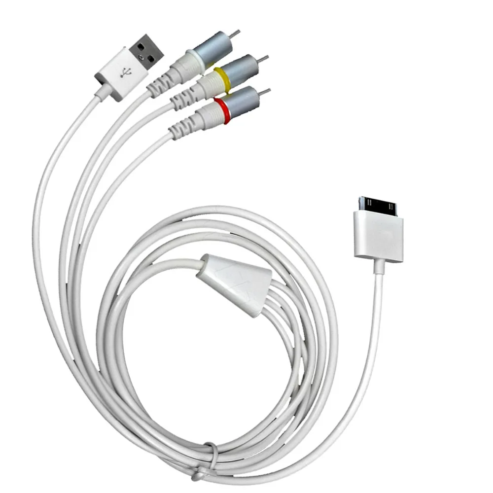 USB док станция разъем для ТВ RCA видео композитный av кабель адаптер Apple iPad 2 3 iPhone