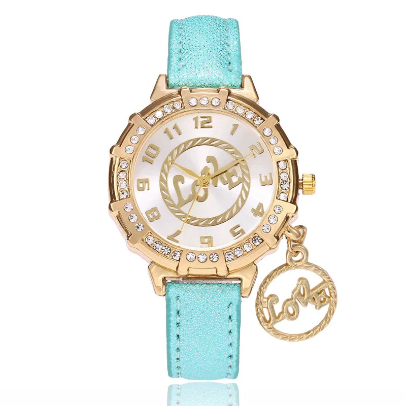 FUNIQUE женские брендовые кварцевые часы с кристаллами Love золотые цифрами для