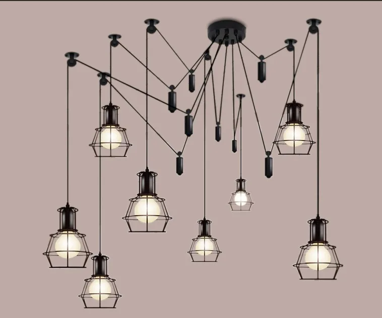 Современная Скандинавская ретро люстра с лампочками Эдисона винтажная