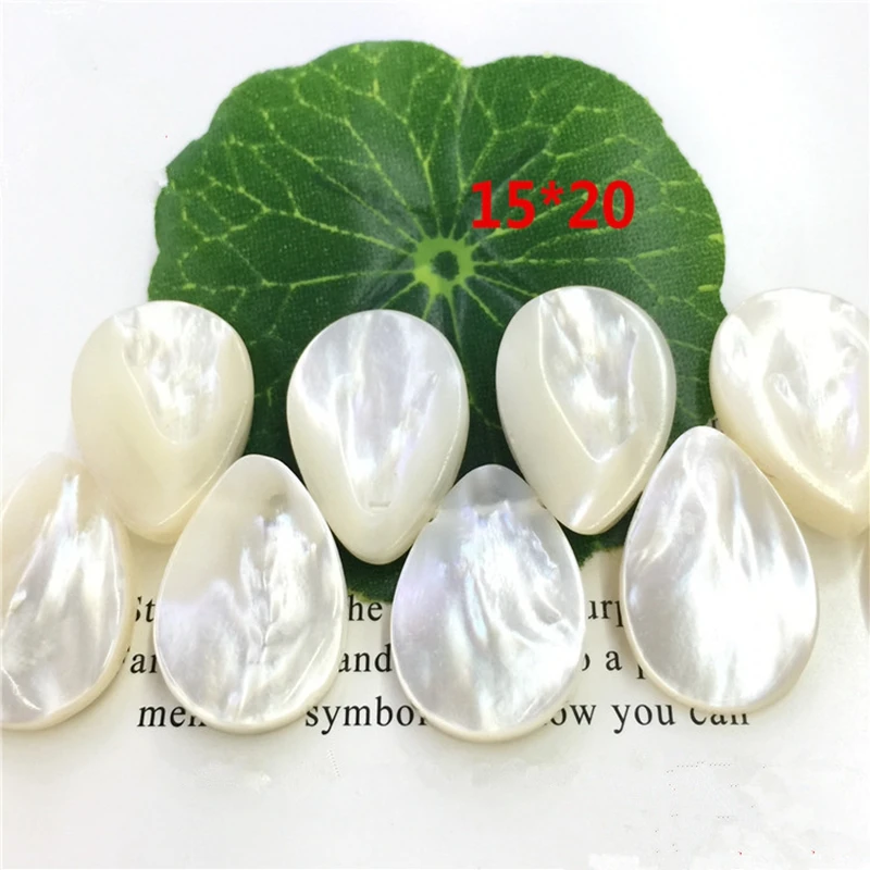 100 шт./лот пробуренных белый Природный груша Mother of Pearl бусины Teardrop Перламутр для