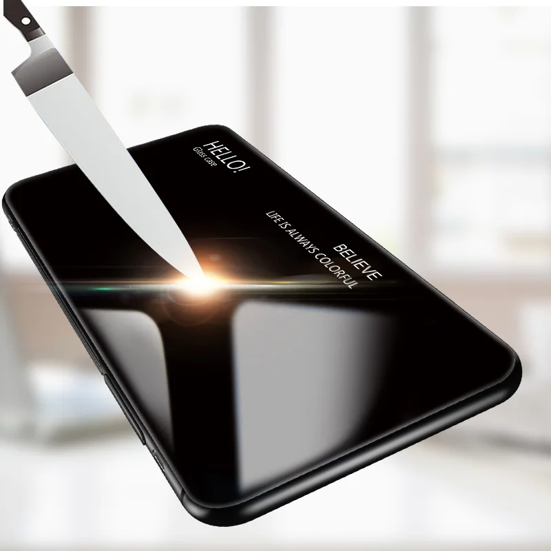 

For Samsung Galaxy M20 Case Luxury Gradient Hard Tempered Glass Silicone Frame Back Cover For Galaxy M10 Coque Fundas Shell