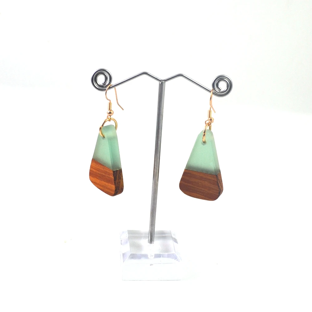 Новые Модные металлические серьги из дерева и смолы для женщин на день рождения