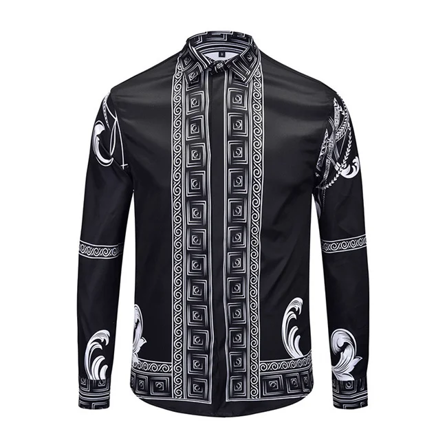 picture color 01 Мужская гавайская рубашка Camisa Hombre Готическая Camisa Masculina Homme Роскошная нарядная Рубашка мужская повседневная приталенная смокинг рубашки для мужчин - Цвет: picture color 01