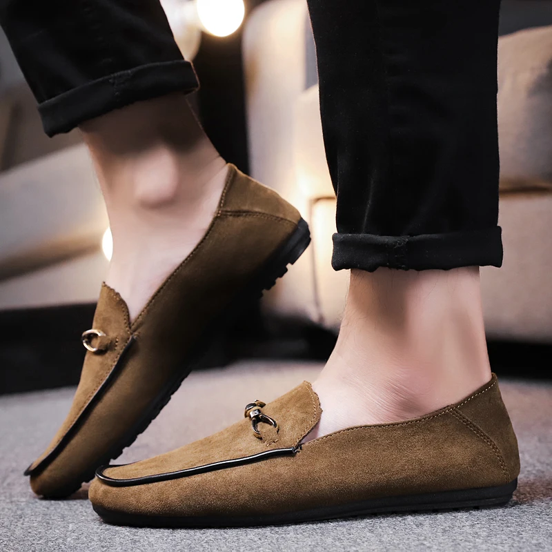 Summer Breathable Moccasins Men Loafers Business Shoes Male Flats Flock Metal Decoration Casual Boat Walking Driver Footwear XX4 | Обувь