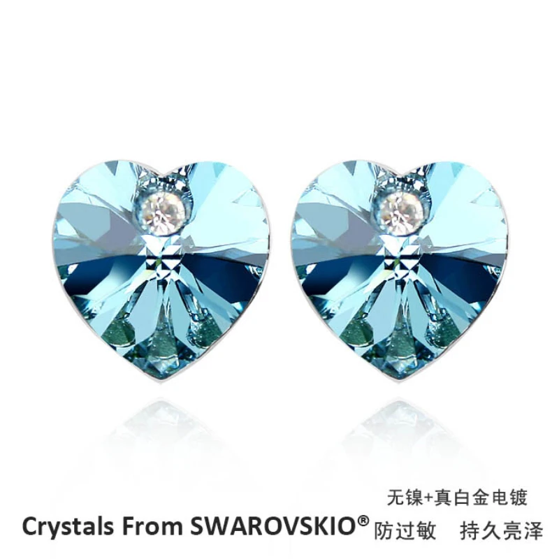 Серьги-гвоздики в виде сердца с кристаллом из Австрия | Украшения и аксессуары