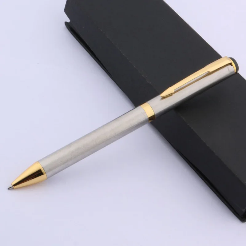 Stainless steel Студенческая ручка 801 Нержавеющая Сталь Металл Золотая стрелка пишущая шариковая ручка - Цвет: Stainless steel