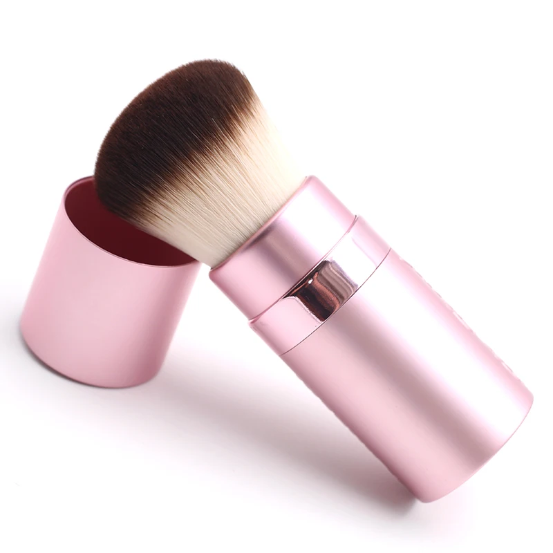 

1pcs Portable Pink Cute Luxurious Soft Wavy Synthetic Hair Pull-up Cover Big Retractable Kabuki Blush